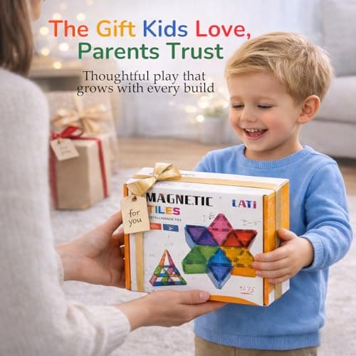 LATI Magnetic Tiles Starter Set for Kids,Beginner Magnetic Building Blocks for Early Learning, Build in 2D & 3D, Open-Ended STEM Building Toy,Easy to Start for Early Builders,Toy Gift for Ages 3–6 - Thumbnail 4