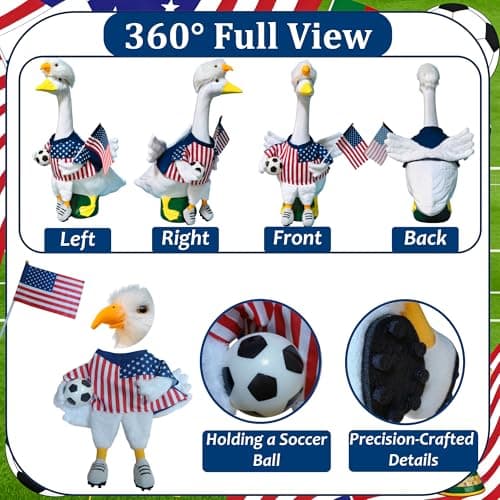 Soccer Porch Goose Outfits, Football Geese Duck Statues Clothes Art Decor - Thumbnail 4