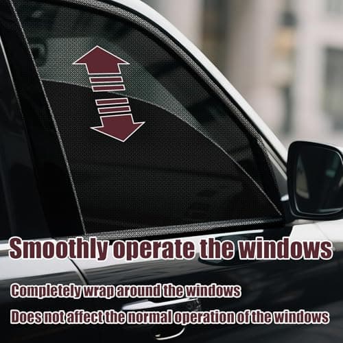 Car Window Screen for Cars and SUVs,4 Pack, Insect-Proof, Maintains Air Circulation, Sun Shading, Privacy Protection(for All 4 Windows) - Thumbnail 5