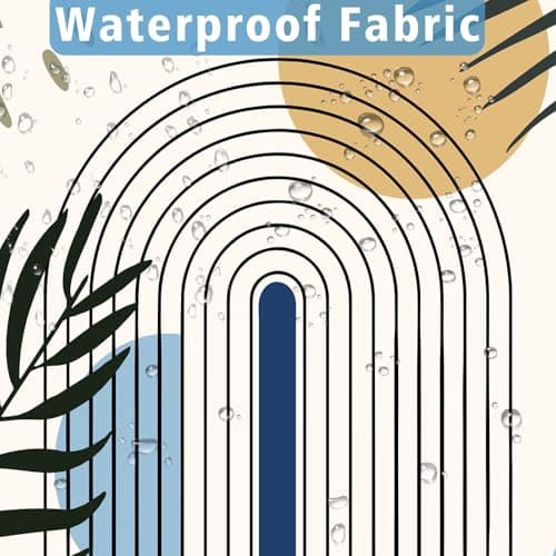 LYLYCTY Boho Shower Curtain Set, Blue Bohemian Mid Century Leaf Sun Modern Shower Curtains for Bathroom Decor Waterproof Fabric with 12 Hooks 72x72 Inches - Thumbnail 3