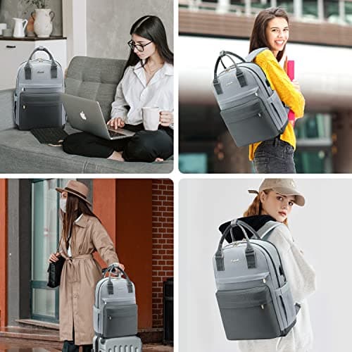 LOVEVOOK Laptop Backpack for Women 15.6 Inch Laptop Bag with USB Port, Fashion Waterproof Backpacks Teacher Nurse Stylish Travel Bags Vintage Daypacks Bookbag for College School Work - Thumbnail 6