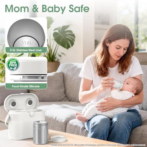 NesveCit Portable Breast Milk Cooler, 24H Chill Medical-Grade 316L Stainless Steel, 2-in-1 Breastmilk Cooler Bottle & Thermos with Leakproof Storage Bottle, No Ice Needed for Travel/Work, 20oz, Beige - Thumbnail 2
