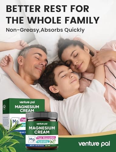 Venture Pal Magnesium Lotion, Topical Magnesium Cream, Leg & Muscle Relaxation with Coconut Oil, Shea Butter & Hyaluronic Acid, Safe for Kids - Thumbnail 2