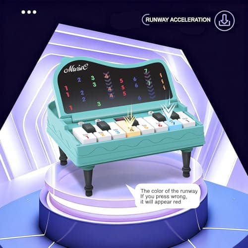Mini Piano for Kids with Music Notes Guiding- 13 Keys Pocket Travel Keyboard Toy with 7 Modes - Portable Musical Instrument Toys Birthday Gifts 3 4 5 6 Year Old Boys Girls (Blue) - Thumbnail 3