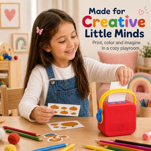 Sticker Maker for Kids, AI Voice Activated Mini Thermal Sticker Printer,Red - Thumbnail 2