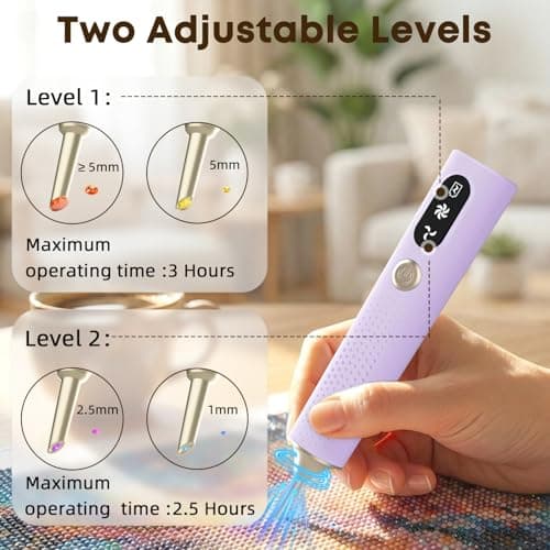 Electric Diamond Painting Pen, Vacuum Diamond Art Pens Cordless & Quiet, Adjustable Suction Mode, No Wax Needed, Diamond Painting Tool Supplies for Adults, Purple - Thumbnail 4