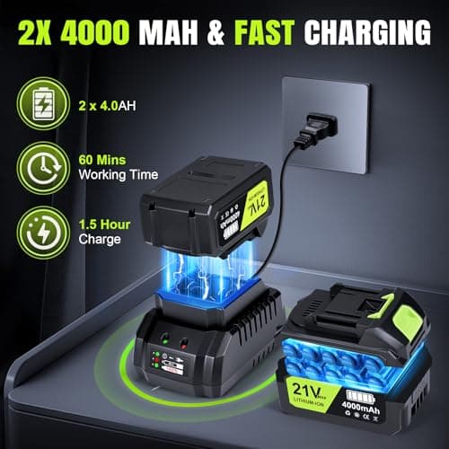 Leaf Blower Cordless,Electric Leaf Blower with 2 4.0Ah Battery Powered and Fast Charger, Lightweight Cordless Blowers for Spring Lawn Care and Dust,6 Speed Control - Thumbnail 3