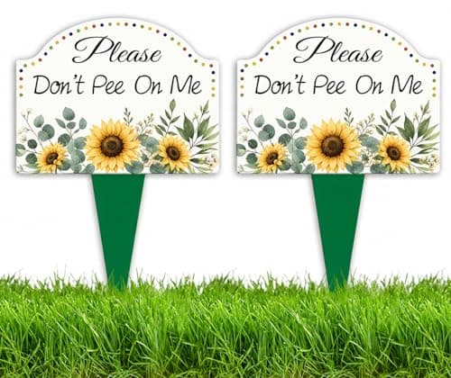 2 Pcs Sunflower No Dog Peeing Sign for Yard, 9.8x13.8" Inch Please Don't Pee on Me Yard Sign with Stakes, Aesthetic Corrugated No Dog Urine Signage, Decorative Curb Your Dog Signs for Lawn - Image 1