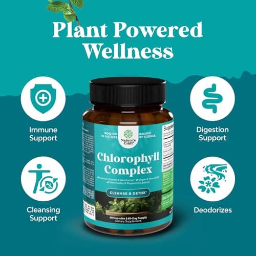 Chlorophyll Capsules for Cleanse and Detox Support - Internal Deodorant Pills for Body Odor with Mint & Parsley Extract Healthy Skin Immunity & Digestive Support - Vegan Non-GMO & Gluten Free (60ct) - Thumbnail 3