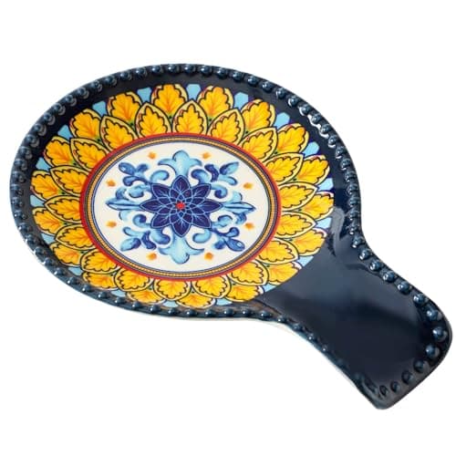 Glowworm Large Spoon Rest, Ceramic Spoon Rest for Stove Top, 7.7 Inch Coffee Spoon Holder for Kitchen Counter, Cooking Utensil Rest for Housewarming Gift, Dishwasher Safe, Yellow - Image 1