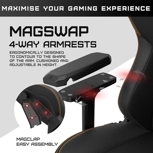 Anda Seat Kaiser 3 Large Gaming Chair for Adults - Ergonomic Black Fabric Gaming Seat with Lumbar Support, Comfortable Office Chairs with Neck Support - Heavy Duty Wide Computer Seat - Thumbnail 4
