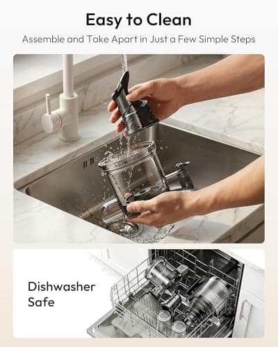Cold Press Juicer, EUHOMY 5.1" Wide Feed Chute Juice Extractor Machine with 400W, High Juice Yield, Slow Masticating Juicer for Whole Vegetables & Fruits - Thumbnail 3