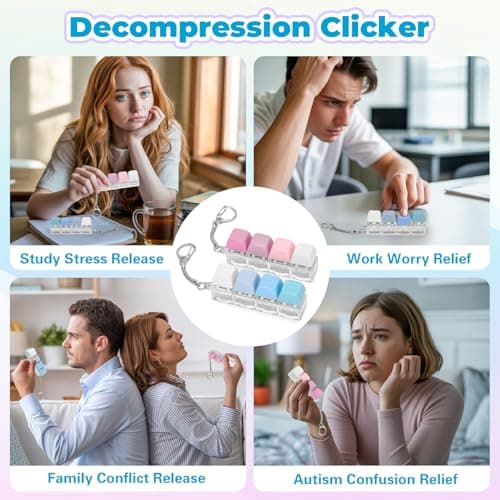 Netholid 2 PCS Keyboard Fidget Toys for Adults Silent and Loud Keyboard Clicker Keychain Sensory Toy for Anxiety Stress Relief Autism (Blue&Purple, 4 in 1-2P) - Thumbnail 5
