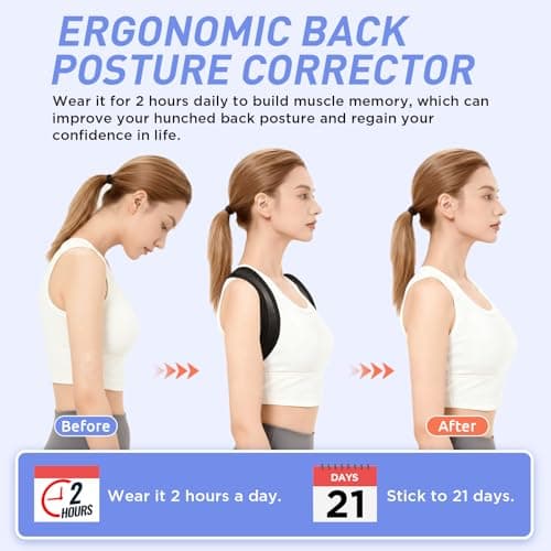 Asahaye Posture Corrector for Women and Men, Adjustable Back Brace Posture Corrector for Upper & Mid Spine Support, Breathable Back Brace for Improving Neck, Shoulder and Back Posture Pain Relief - Thumbnail 3