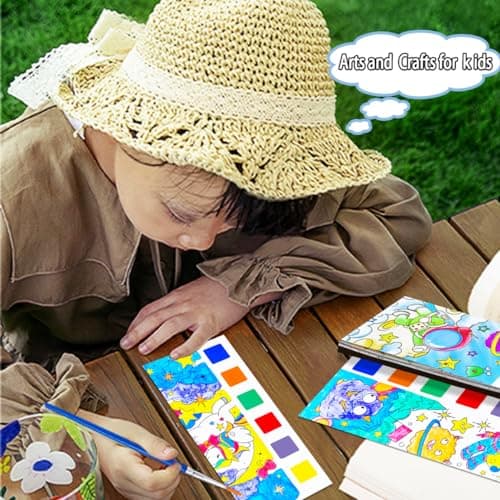 JUNQIU 5Pack Water Color Paint Sets for Kids, Paint With Water Books for Kids Ages 4-8, Pocket Watercolor Painting Book, Arts and Crafts Kit Easter Basket Stuffers For Girls Boys - Thumbnail 4