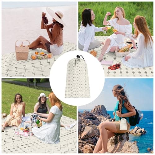 Beach Blanket Waterproof Sandproof, 10'X 9' Extra Large Oversized Beach Mat for 2-8 Adult, Quick Drying Lightweight Washable Polyester Picnic Blankets for Outdoor, Travel, Camping, Hiking-Moroccan - Thumbnail 5