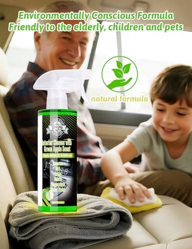 Kingvo Interior Car Cleaner, Car Seat Cleaner Cleaning Kit Carpet Shiny Stuff Deep Cleans Rubber Floor Mat Truck,Green Apple Scent - Thumbnail 3