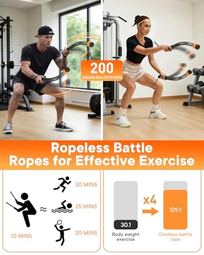 Weighted Ropeless Battle Ropes — 3 Pack Adjustable Portable Ropeless Battle Ropes for Home Gym, Workout Exercise Rope for Low-Impact Workout, HIIT and Low-Impact Aerobic Training for Men & Women - Thumbnail 3