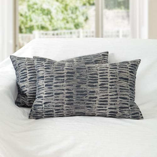 DOLLMEXX Decorative Pillows for Couch, Set of 2, 12"×20" Navy Blue Decorative Pillow Covers, Living Room Lumbar Pillows Covers