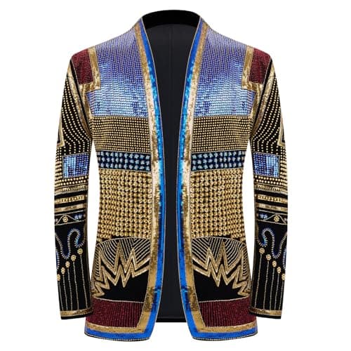 GHNXCY Men's Sequin Blazer, Floral Tuxedo Jacket, Lapel Suit for Party Wedding Banquet Prom (US, Alpha, Medium, Regular, Regular, Multicolored) - Image 1