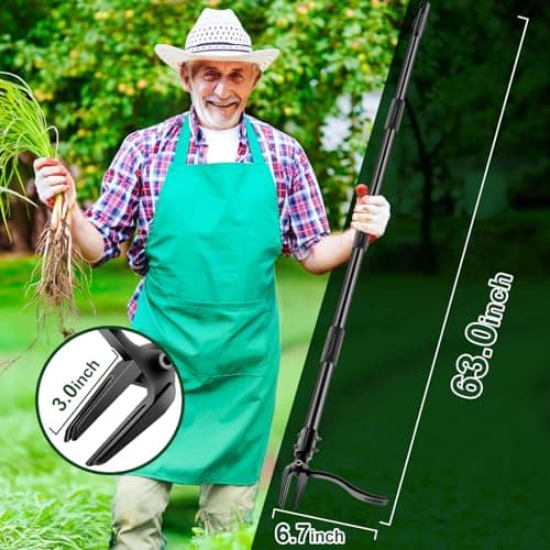 BabyNora Weed-Puller-Tool-with-Long-Handle, 63" Adjustable Stand Up Weeding Tool with Heavy-Duty 4-Claw Weeder for Effortless Weeding Without Bending, Pulling, or Kneeling - Thumbnail 2