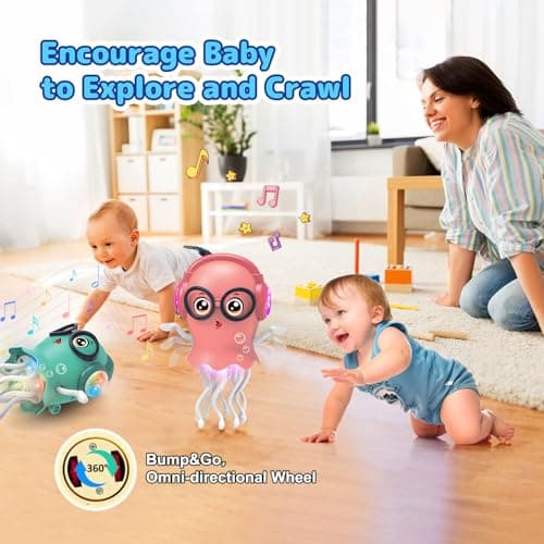 Zonopy Dancing Jellydancer Baby Toy, Crawling Infant Tummy Time Toy,Dancing Loud Music Crawling Walking Toys for 3 4 5 6 7 8 Year Old Kids Boy Girl Birthday Gifts, Interactive Relax Fidget Gifts - Thumbnail 5