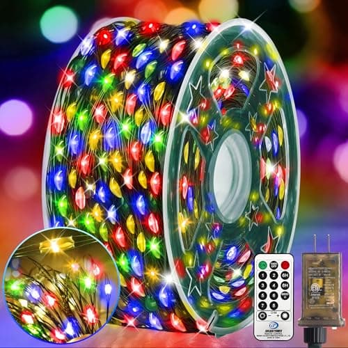 KNONEW 400FT Outdoor Christmas Fairy Lights Plug in,1200 LED String Lights Outdoor Waterproof 8 Modes Memory Times for Wedding Bedroom Walls Garden Trees Decoration(Multicolor)