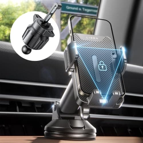 LISEN for iPhone 17 Car Phone Holder Mount, 2-in-1 Suction Cup Phone Mount for Car Dashboard Windshield and Air Vent Cell Phone Holder, Truck Phone Holder for iPhone 16 Pro Max Air 15 14 13 Plus Mini - Thumbnail 3