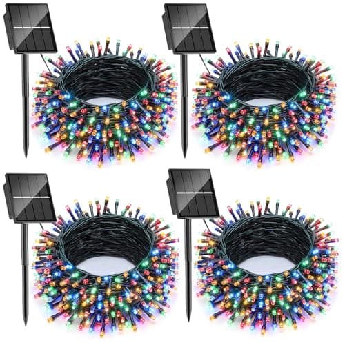 SOLARBABY 4 Pack Solar Christmas Lights Outdoor,Total 146Ft 400 LED Solar String Lights Outdoor with 8 Modes,Waterproof Multicolor Fairy Light for Outside Garden Yard Xmas Tree Christmas Decoration