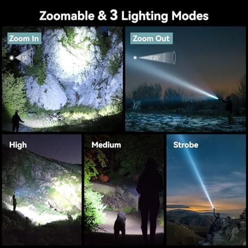 LETMY Rechargeable Flashlights High Lumens, 2 Pack 2000 Lumens Bright LED Tactical Flashlight, 3 Modes Samll Powerful Flash Lights with Clip, Waterproof Flashlights for Home Emergency Camping (Grey) - Thumbnail 4