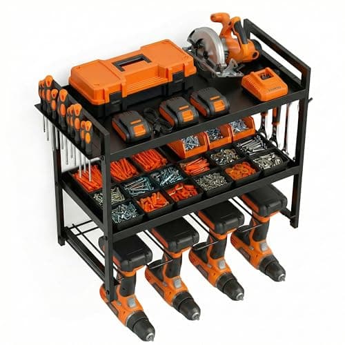 LylovolJovo Tool Organizer–drill rack-Wall Mounted–3-Tier–66 lb Capacity–Suitable for Cordless Tool Storage - Image 1