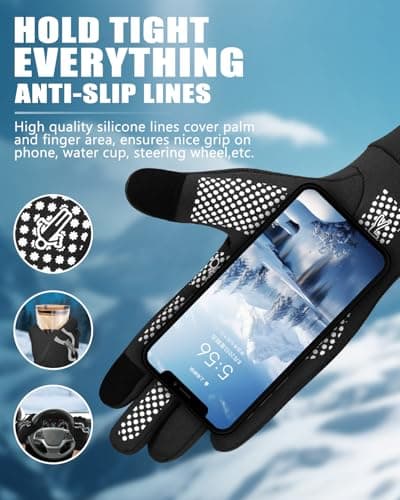 Aegend Lightweight Winter Gloves for Men Women, Warm Running Gloves Touchscreen Thermal Glove Liners for Cold Weather Driving, Cycling & Hiking, Non-Slip, Elastic Cuff, Stretchy, Durable - Thumbnail 3