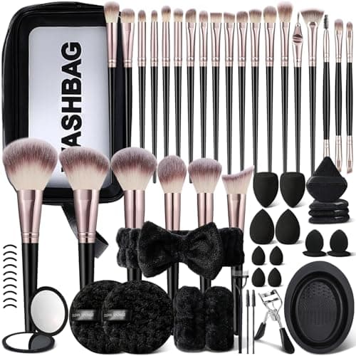 KUORYZAL Black Makeup Brushes Set Professional 63Pcs with Case Premium Synthetic for Foundation Concealer Blush Eyeshadow Powder Contour Makeup Brush Kit Face Eye Make up Brushes & Tools - Image 1