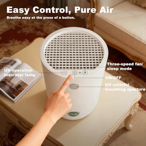 Arint Air Purifiers for Bedroom,H13 True HEPA Air Purifier with 5-Layer Filtration for Pollen/Smoke/Dust/Pet Dander/Odor/Hair,Portable Small Air Purifiers for Home/Office/Living Room(KJ80A White) - Thumbnail 6