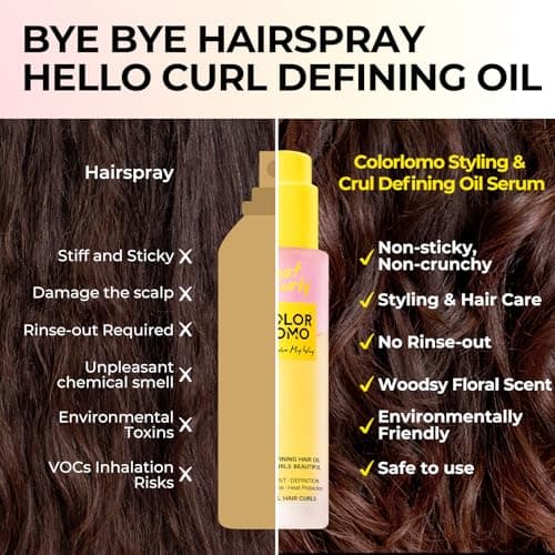 COLORLOMO Styling & Curl Defining Oil Serum | 24-Hour Touchable Hold Hair Oil for Natural & Styled Curly Hair l Heat Thermal Protection, Creates Smooth, Shiny, Lightweight Hair - Thumbnail 6