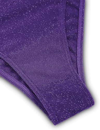ZAFUL Women's One-Piece Swimsuit Glitter Cut Out Bathing Suit Shiny Tummy Control Tie Back Sexy Monokini Swimwear Purple M - Thumbnail 6