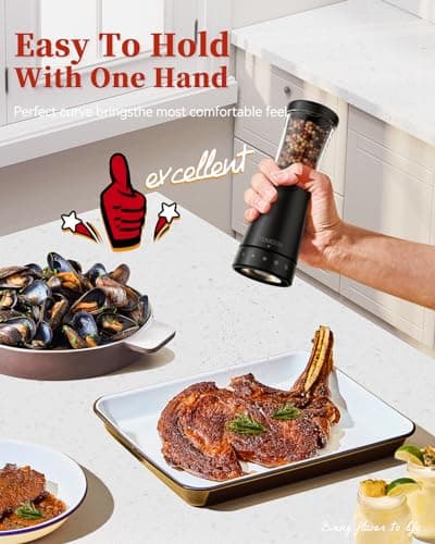 Electric Salt and Pepper Grinder Set with Storage Base, Stainless Steel Rechargeable Salt and Pepper Grinder Set with 4.5 oz Large Capacity, 1.8" Wide Mouth, Adjustable Coarseness, Ideal for Kitchen - Thumbnail 3