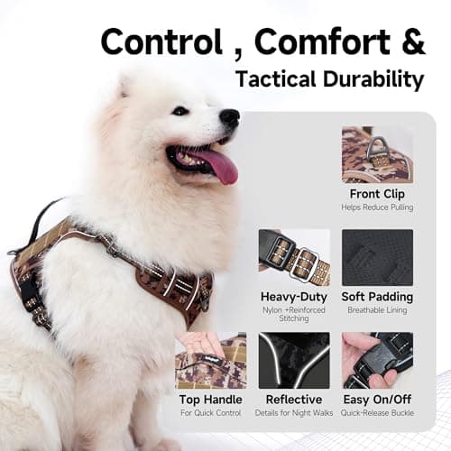 Tactical Dog Harness for Large Dogs, No Pull Military Service Dog Vest with Handle&Molle, Heavy Duty Reflective Adjustable Harnesses for Training Walking Hiking German Shepherd Golden Retriever - Thumbnail 2