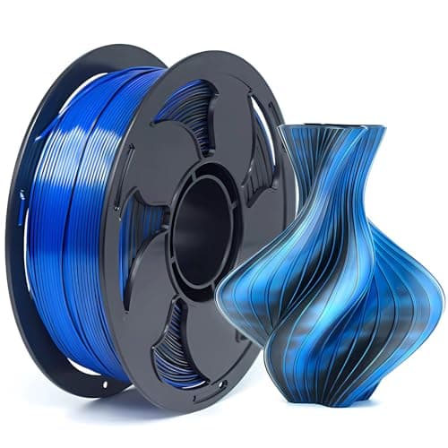 3D Printer Filament Silk Dual Bi Color Blue Black, Coextrusion 1.75mm PLA Filament with Shiny Silk Rainbow, 1kg (2.2lbs) Spool Neatly Wound Smooth Color Transition 3D Printing Rods - Image 1