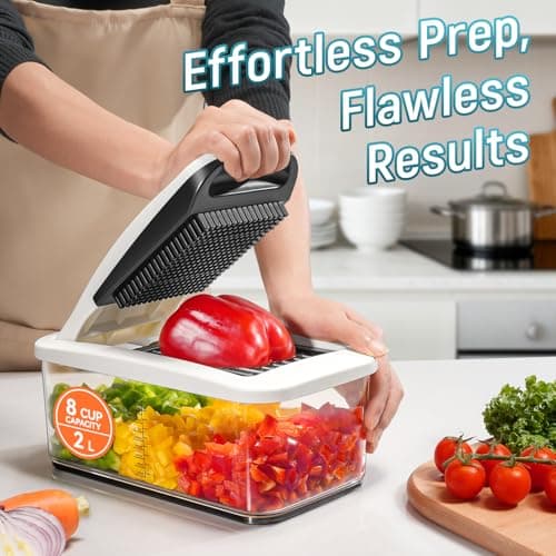 Sopito Vegetable Chopper Mandoline Slicer - Multifunctional Veggie Food Chopper With 6 Blades & Container, Heavy-Duty Vegetable Slicer and Cutter for Onion, Salad, and Food Preparation - Thumbnail 2