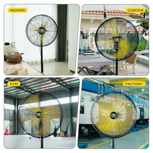 FUGOO 30'' Oscillating Pedestal Fan With Brushless DC Motor, Large Air Flow range From 3200CFM to 8800CFM, 4-Speed Heavy Duty Industrial Floor Fans for Factory, Commercial, Garage, Warehouse,Shop - Thumbnail 6
