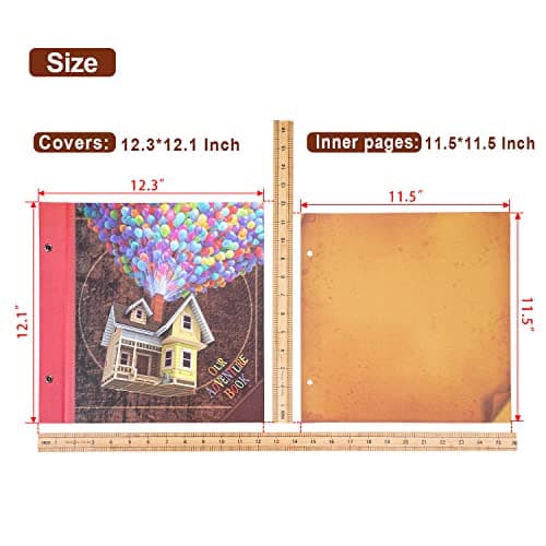 JIMBON Big Adventure Book 12x12 Inch Scrapbook Photo Album, 60 Pages, 3D Retro Embossed Letter Hardcover Movie Up Travel Journal Memory Book For Couples, Best Friend Gift - Thumbnail 2