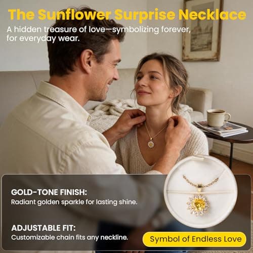 mountova Gift for Her Lucky Bear with Sunflower, Sunflower in Elegant Gift Box with Necklace for Women, Bear Gifts for Mother's Day Valentine's Day Anniversary Weddings Birthday,Christmas, Black - Thumbnail 4