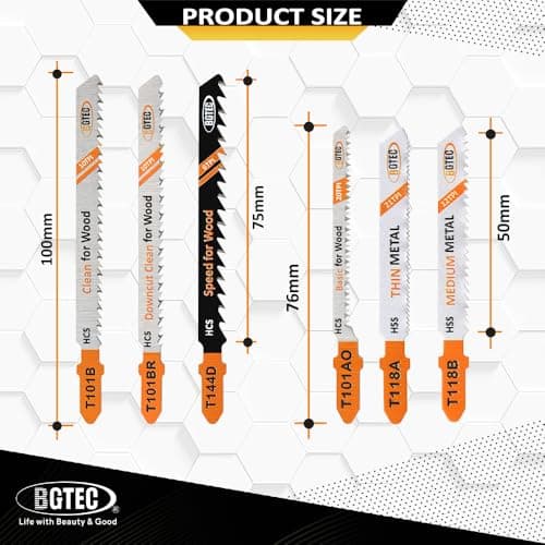 30PCS T Shank Jigsaw Blades Set - BGTEC HCS/HSS Jig Saw Blades for Wood, Plastic and Metal Cutting(T118A,T118B,T101AO,T101B,T101BR,T144D) - Thumbnail 2