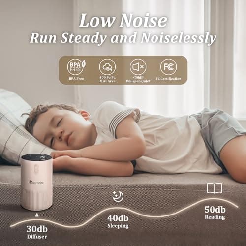 Waterless Diffuser for Essential Oil - Aroma Diffuser for Home with Battery Indicator, Portable Smart Scent Air Machine 1/2/3 & Continuous Mist, Timing & Auto-Off Function (Pink) - Thumbnail 3
