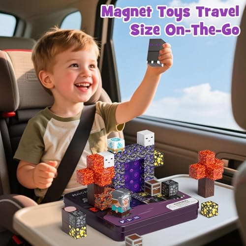 WMXDU Mini Magnetic Blocks, Magnetic Cubes Game with Iron Box 49 PCS Magnet Tiles Building Blocks Toddler Toy STEM Sensory Outdoor Creative Kids Travel Toys for 3+ Year Old - Thumbnail 4