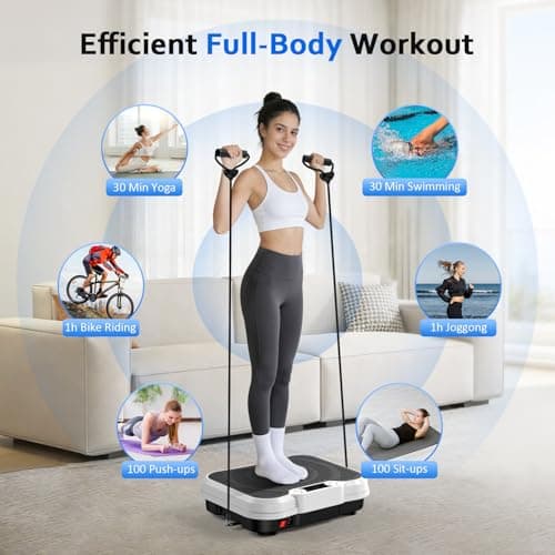 Trekora Vibration Plate Exercise Machine, Vibrating Fitness Platform for Lymphatic Drainage, Full Body Shaker Workout Equipment, Vibrate Fitness Platform for Home Women Men Exercise Gym (White) - Thumbnail 2