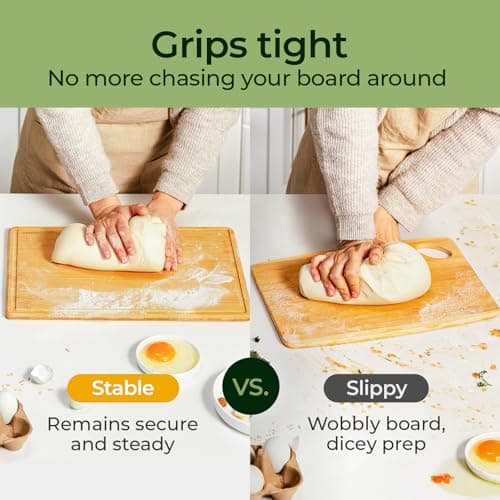 Keechee Cutting Board with Non-slip Mat, Bamboo Cutting Board for Kitchen Meal Prep & Serving - Wood Serving Board Set with Deep Juice Groove Ideal Kitchen Gifts - Thumbnail 4