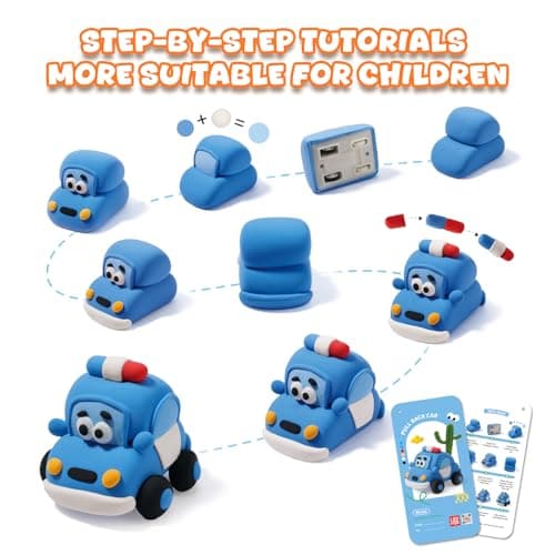 Air Dry Clay Kit for Kids - Pull Back Car Making, 3 Boxes Modeling Clay with Sculpting Tools, Base, Backing Board, Tutorial, Ultra Light & Soft, Non-Toxic & Safe, Creative DIY Arts and Crafts Toys - Thumbnail 4