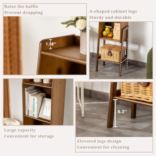 ABAMFUR 4-Tier Bamboo Bookshelf - Wood Bookcase Organizer with Open Shelves for Living Room & Home Office-Walnut Large - Thumbnail 4